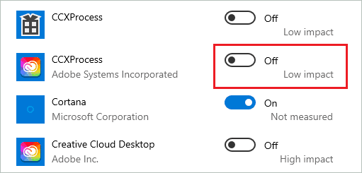 Disable startup apps