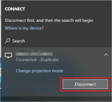 Disconnect the wireless display