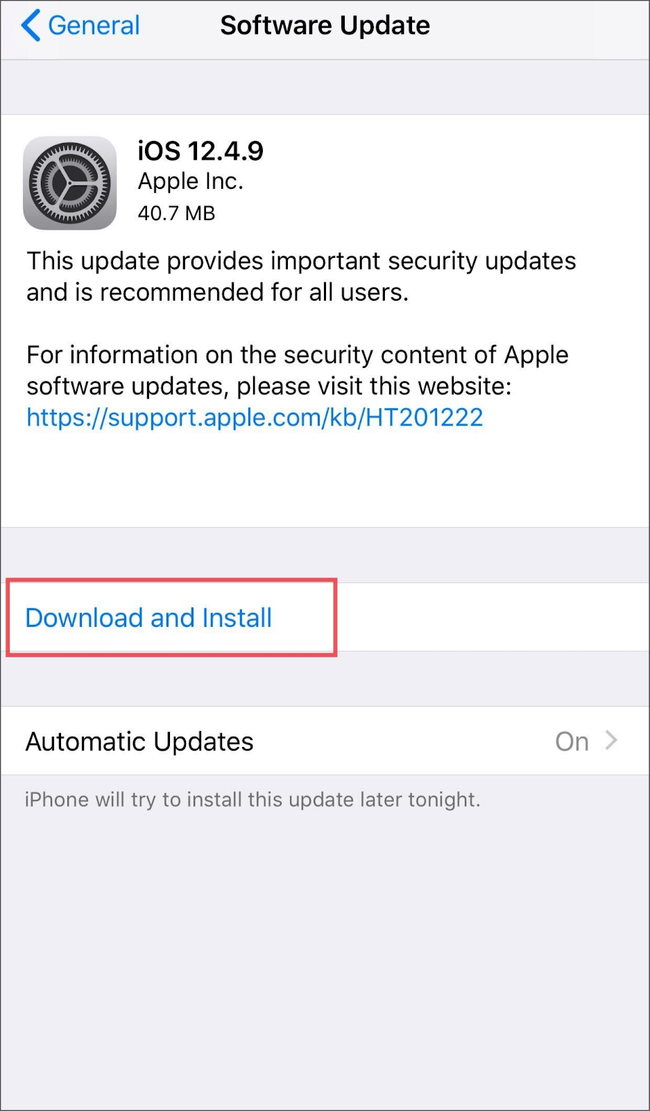 Download and Install the new update