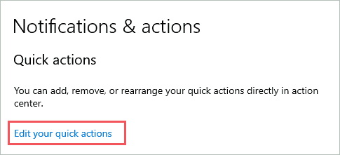 Edit the quick actions