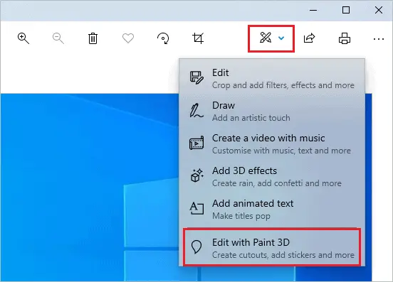 Click on Edit with Paint 3D