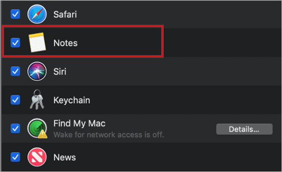 Enable Notes on Mac to how to Sync Notes from iPhone to Mac