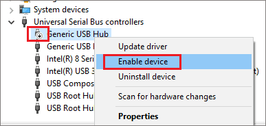 Enable device driver for how to enable or disable driver