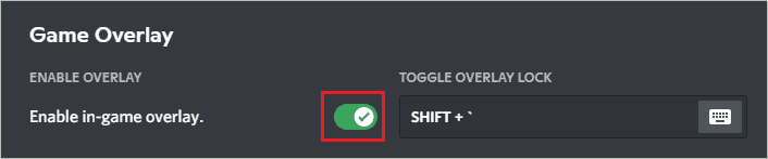 Enable in-game overlay if discord screen share not working