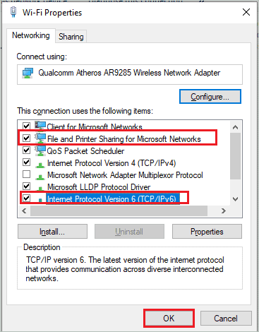 Enable specific network settings