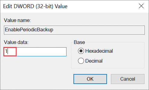 EnablePeriodicBackup to 1