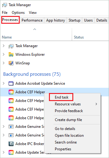 End unwanted background processes
