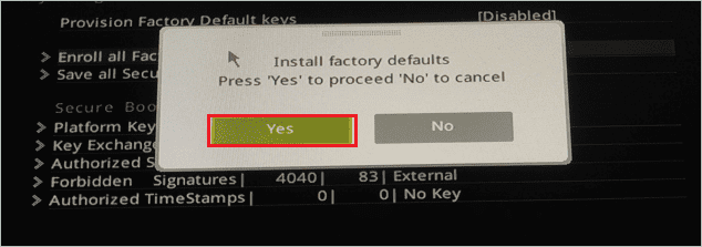 Enroll all factory default keys