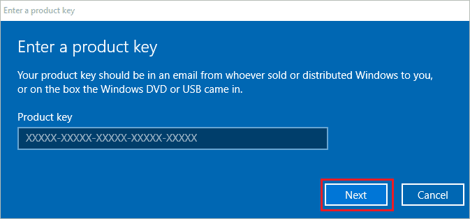 Enter the product key if unable to activate windows after hardware change