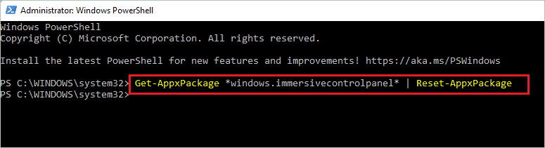 Reset the Settings app with a command