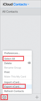 Export vcard icloud