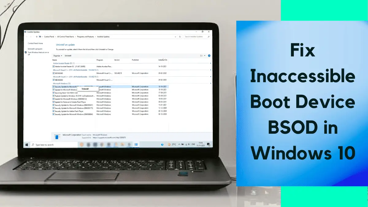 How To Fix Inaccessible Boot Device BSOD In Windows 10