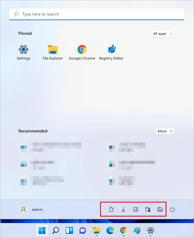 Folders on Start menu to Customize Windows 11 Start Menu