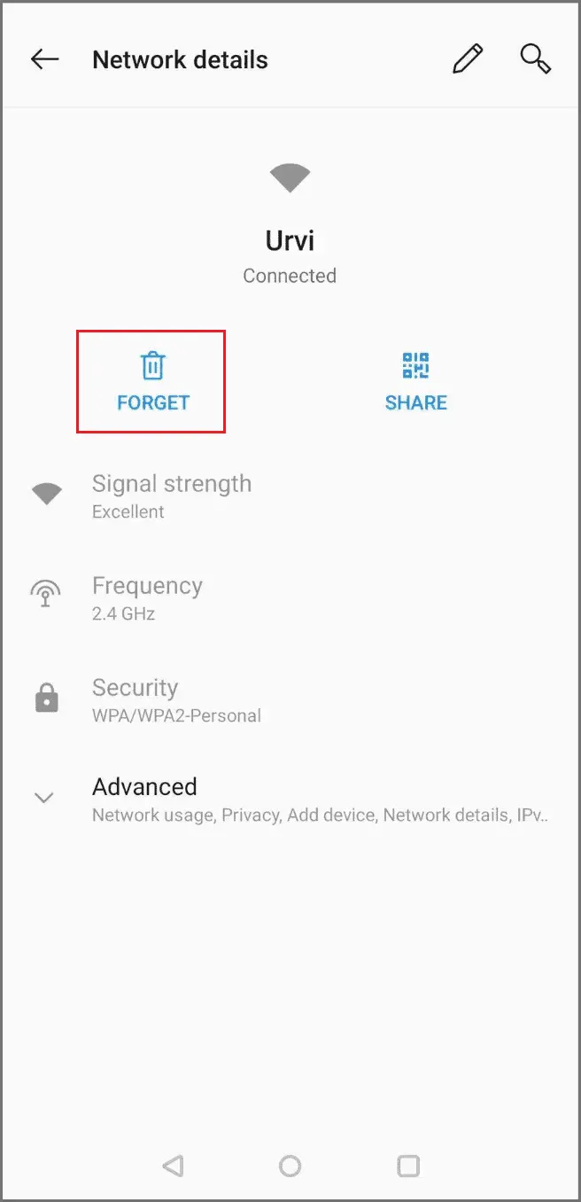 Forget the current Wi-Fi connection