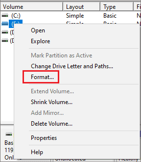 Click on Format for How To Format SD Card In Windows 10