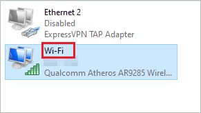 Note down active network connection