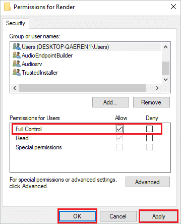 Give Full Control to Users