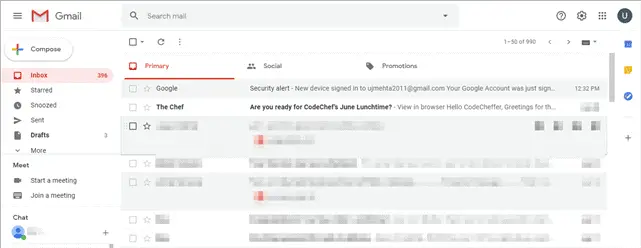 Gmail user interface