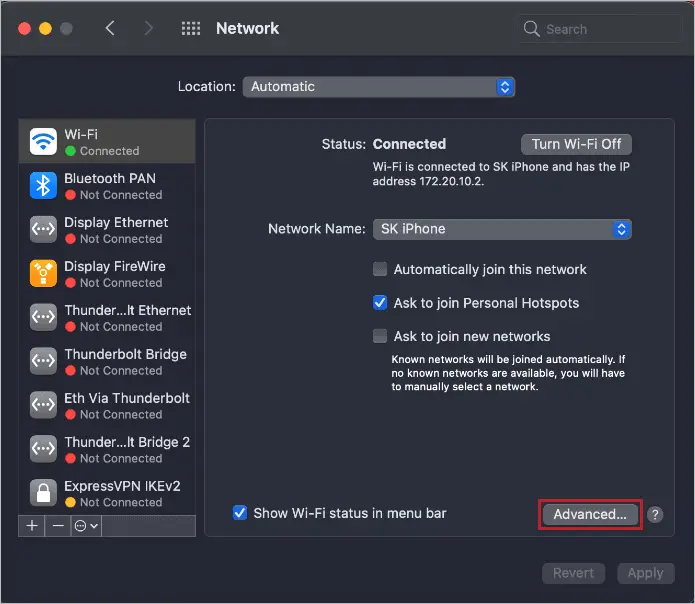  Open Advanced network settings to renew ip address