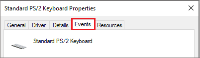 Navigate to the Events tab