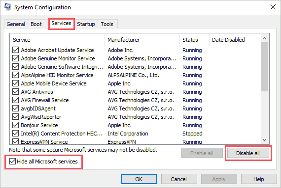 Disable all third-party services