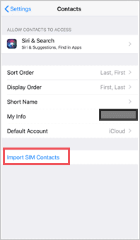 Import Sim Contacts icloud contacts to android