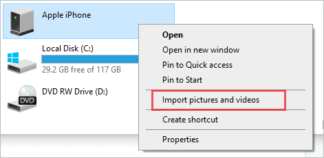 Import photos and videos from iPhone