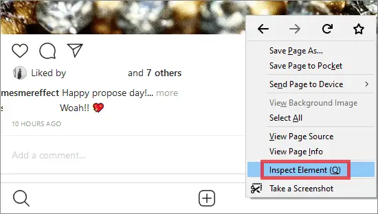 Inspect the element on the browser