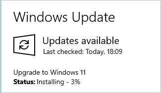 Installation progress for Upgrade to Windows 11