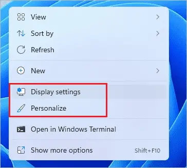 Open Settings app from the contextual menu