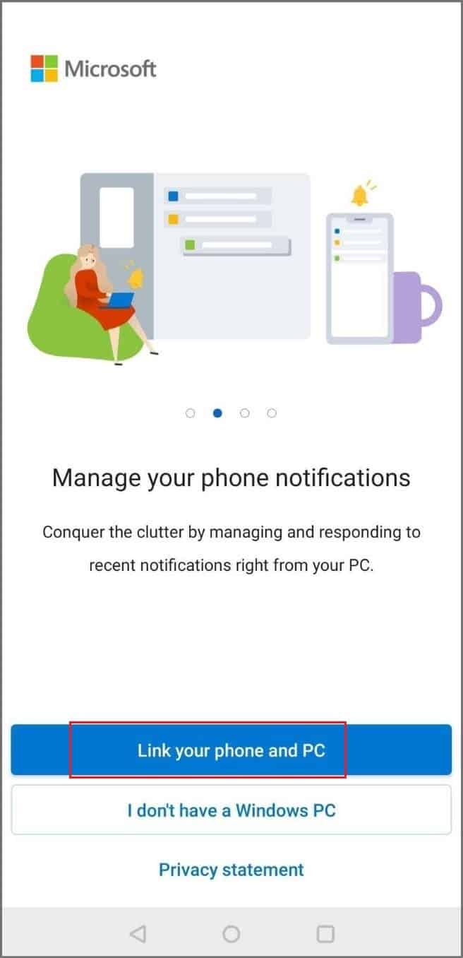 Tap on Link your phone and PC