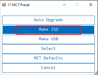 Select Make ISO or Make USB based on requirements