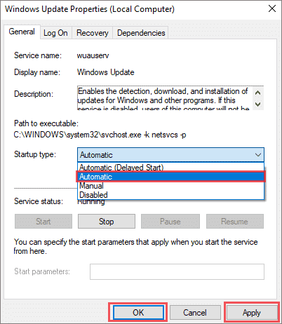 Make Windows Update service automatic to fix windows 10 media creation tool error