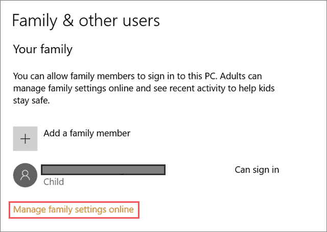 Manage family settings online family safety