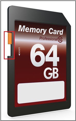 Toggle the SD card write protection switch