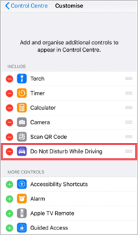 Minus Do not disturb while driving in iphone driving mode