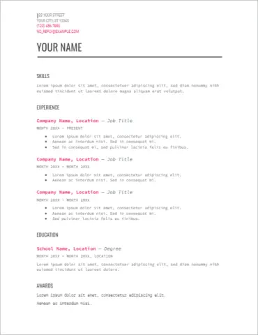 Modern Writer Google Docs Resume Template Google Docs