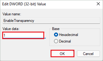 Modify EnableTransparency