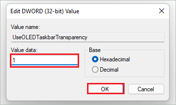 Modify UseOLEDTaskbarTransparency for how to make start menu transparent in windows 11