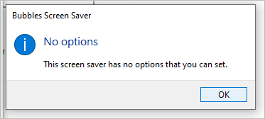 Message when clicked on the Settings button