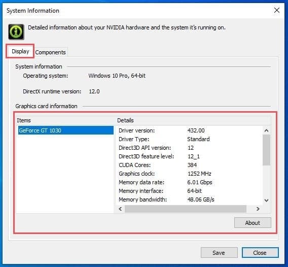 how to check graphics card windows 10 with Nvdia Display Status