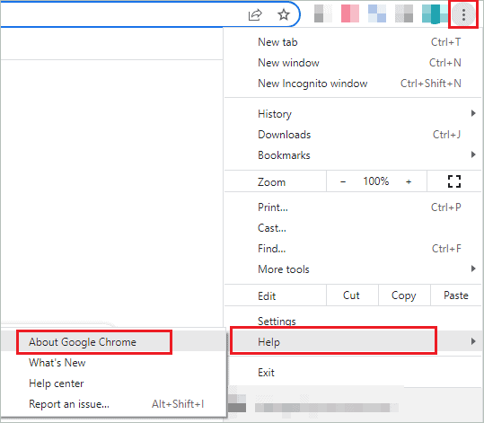 Open About Google Chrome