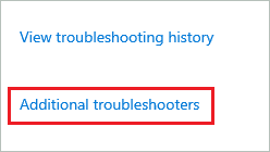 Open Additional troubleshooters to fix wifi not showing up in windows 10