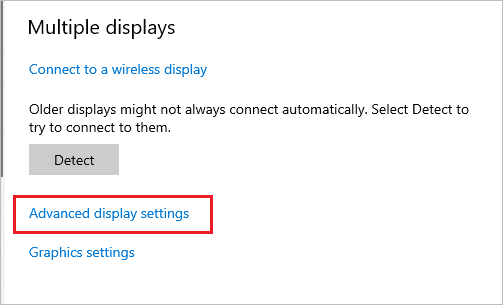 Click on Advanced display settings