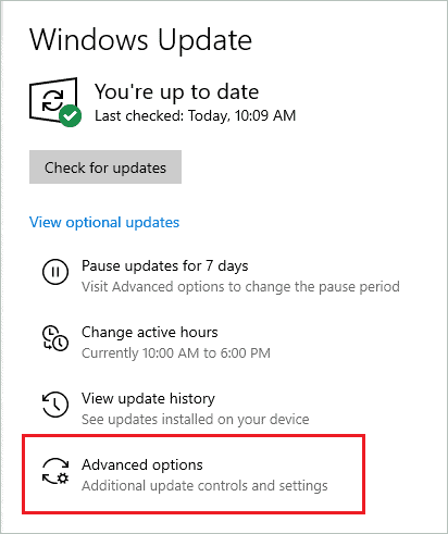 Click on Advanced options