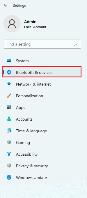 Open Bluetooth & devices