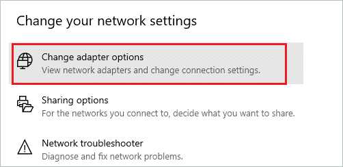 Open Change adapter options 