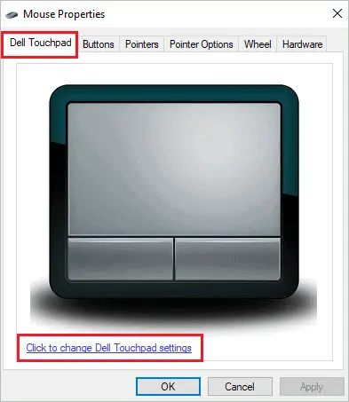 Open Dell Touchpad settings
