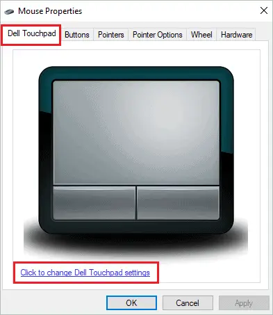 Open Dell Touchpad settings