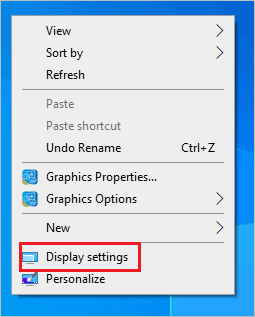 Open Display settings to rotate screen in windows 10
